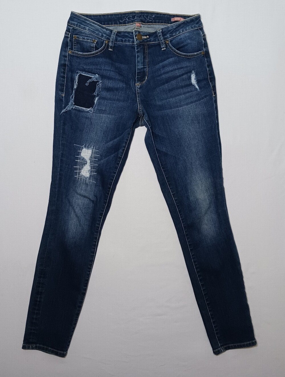 Jag Mid Rise Skinny Jeans Size 8 Dark Wash Denim 30X31 Ripped